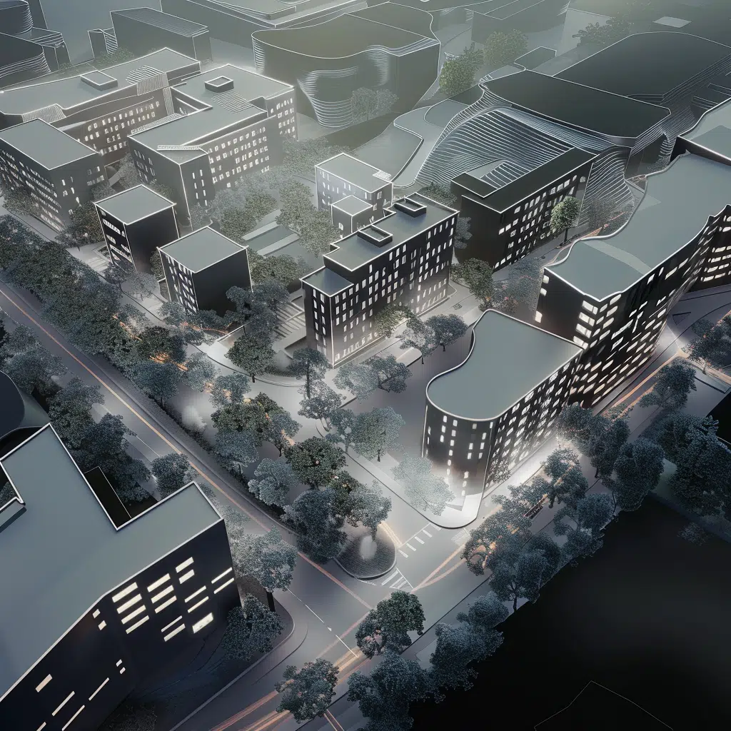 Ville en modèle 3D, illustration de l'adoption du BIM dans le monde et en Europe